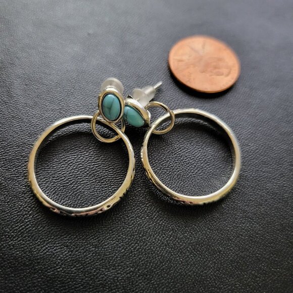 NWT BOHO WESTERN TURQUOISE DANGLE EARRINGS - Picture 1 of 3